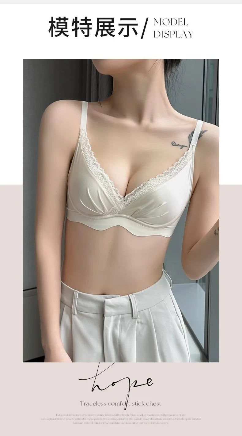 Bralette Dentelle Automne T32-38 - Sans Armatures Anti Écartement pour Petite Poitrine, Ajustable Confort Sexy Soutien-Gorge