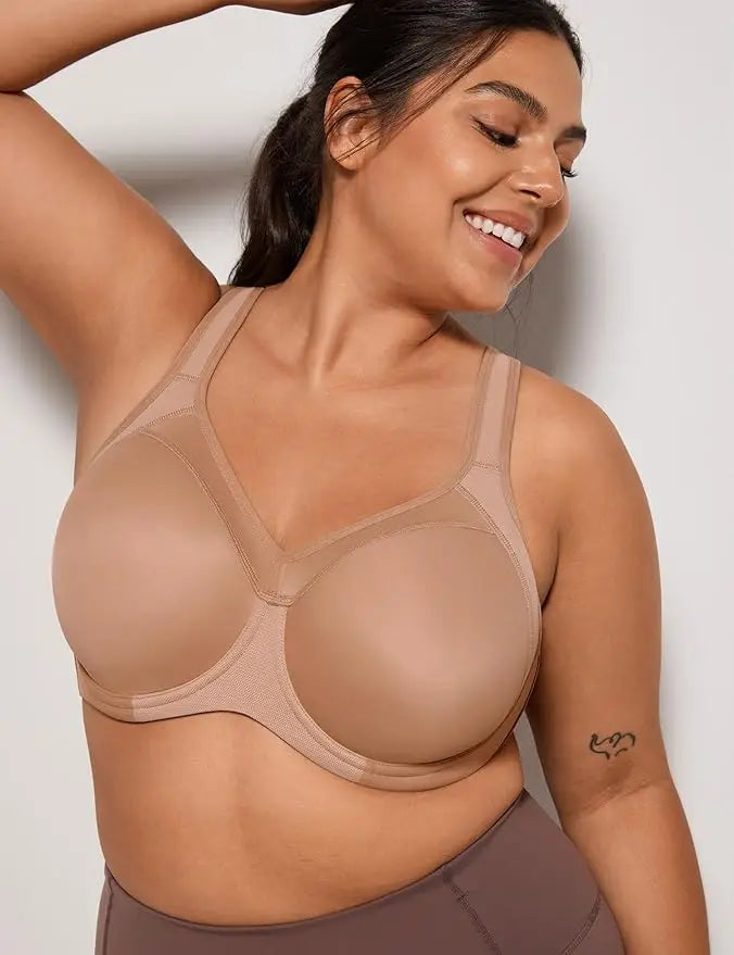 Sports Bra Women Shockproof Push Up Full Support High Impact Racerback Lightly Lined Underwire Undrwear Bras