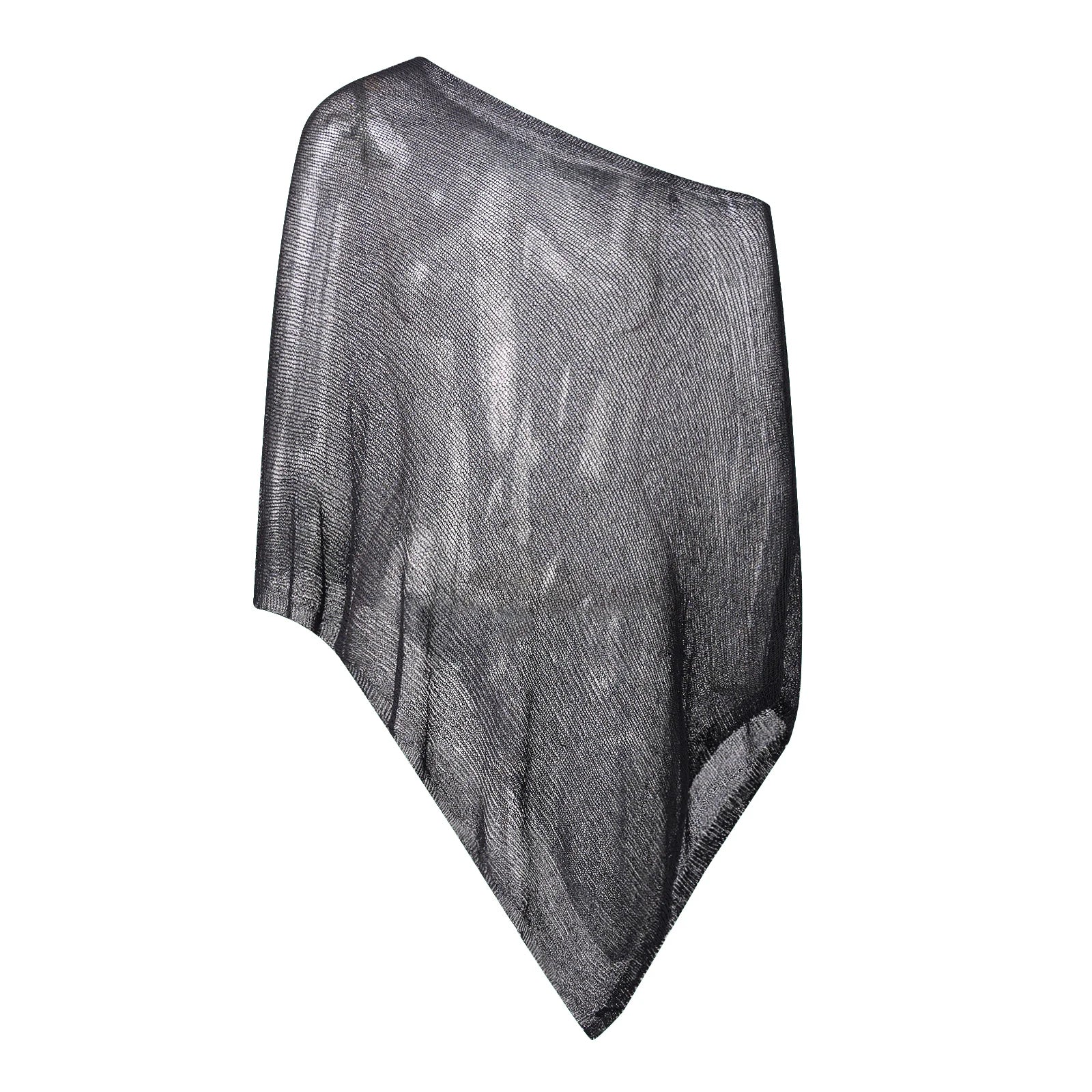 Women's Knitwear Bikini Cover-ups See-through Off Shoulder Irregular Triangle Hem Puncho Loose Fit Pullover Summer Beach Tops