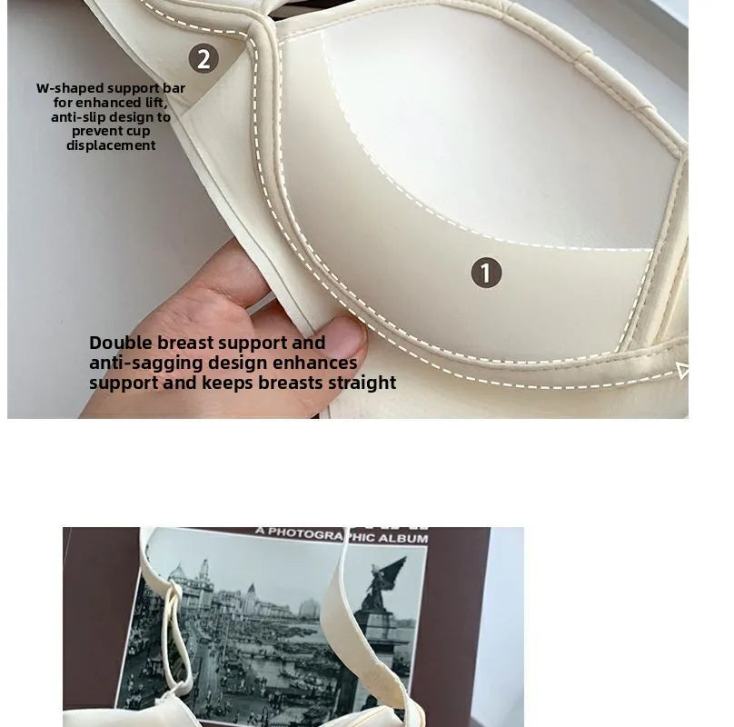 2026 New Pleated Bras Push Up Bra Small Chest No Steel Ring Wirelss Soft Bra Solid Color Sweet Seamless Bra