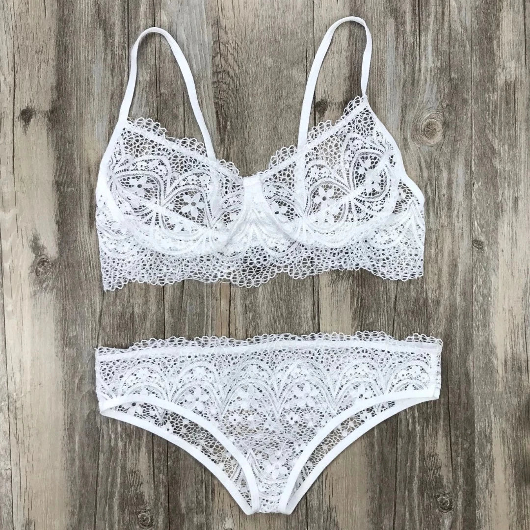 Women Lace Lingerie Set Sexy Perspective Bikini Bra Panty Sets Erotic Clothing Sensual Underwear Porno Sex Adult Costume Pajamas
