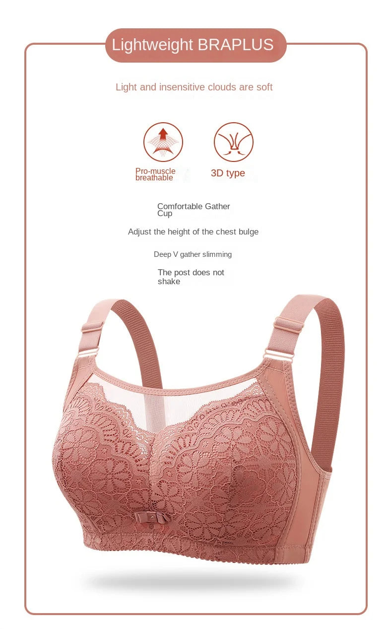 Sexy Lace Bra Cover No Underwire Comfortable Breathable Side Folding Big Breasts Show  Mother Bali Womens Breathe Underwire Bra