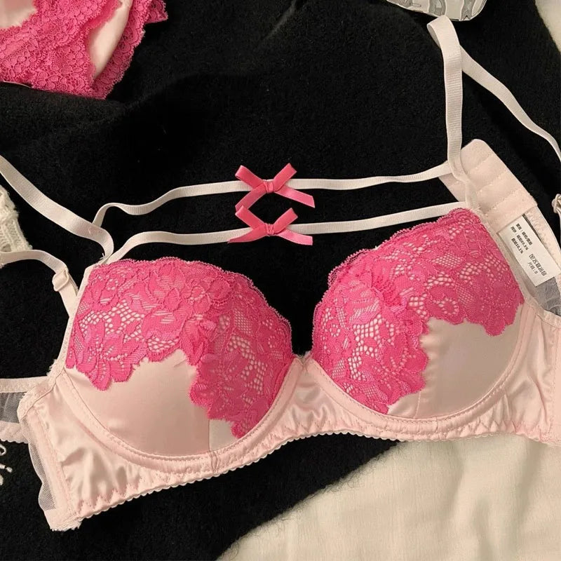 Lace Bras Set for Womens Summer Thin Breathable Bras Sexy Lingerie & Underwear  Adjustable Shoulder Strap Inner Padded Bralette