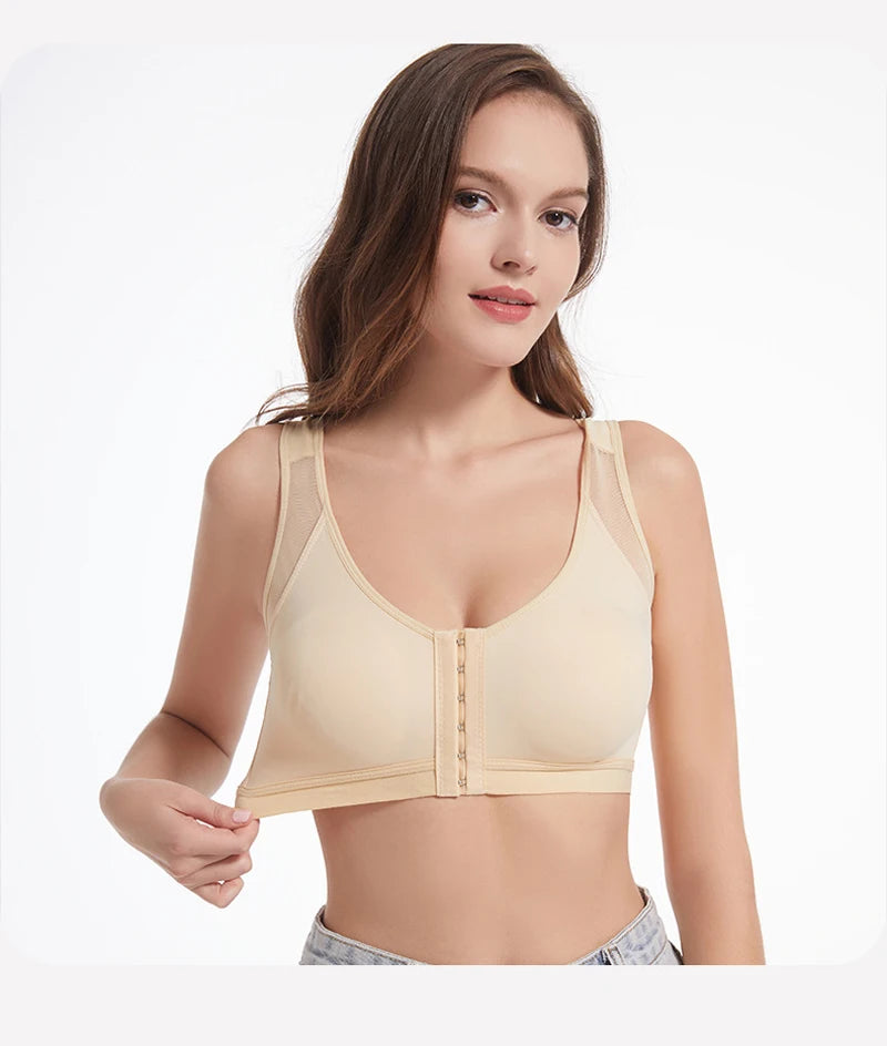 Large Size Sexy Front Closure Bra Wire Free Brassiere Intimates Women's Push Up Bralette Underwear Female Unlined Bras Lingerie