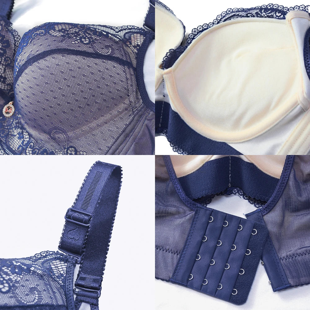 Push Up Padded Bras for Women Lace Plus Size Bra Add Two Cup Underwire Brassiere A B  Cup