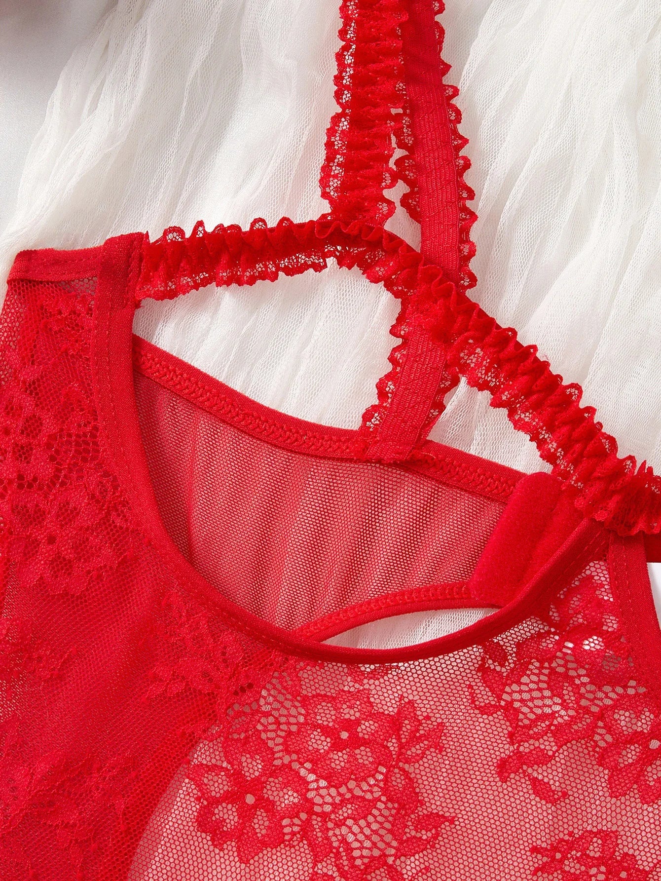 Lingeries Sexy Hot Bodysuit Red Lace Transparent Open Bra Crotchless Erotic Teddy Women Couple Honeymoon Nightwear