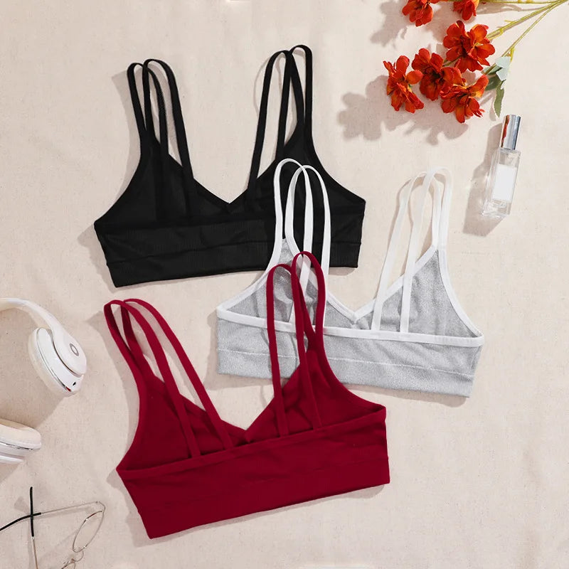Simple Seamless Ribbed Women Sexy Bras Elegant Yoga Wireless Bra Sexy Lingerie Backless Fashion Solid Soft Women Underwear