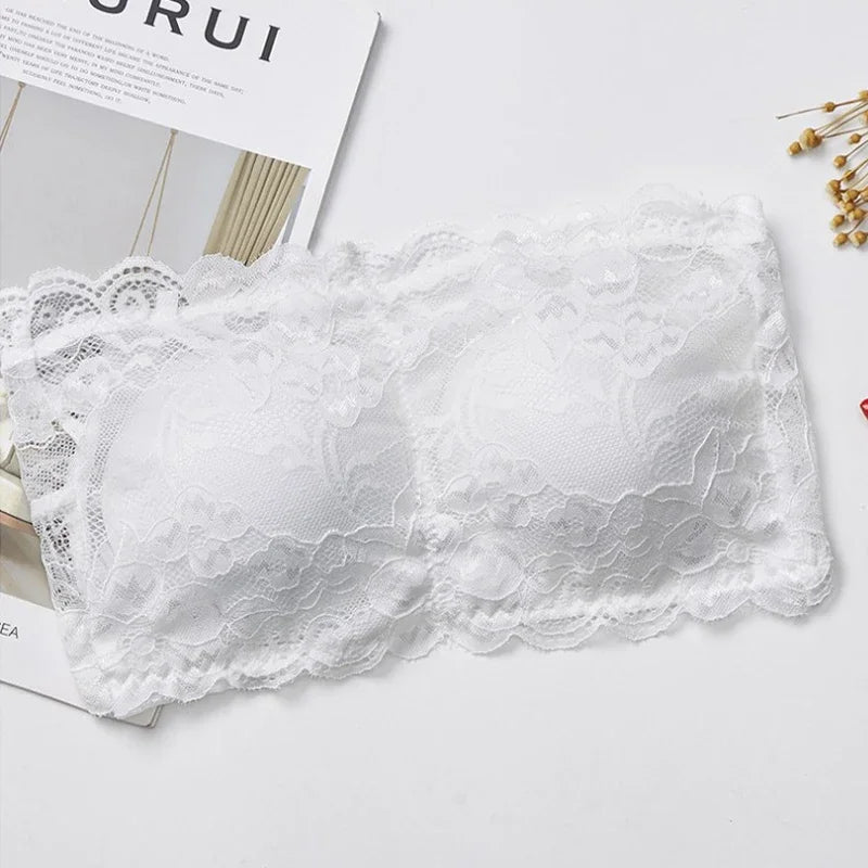 Lace Invisible Strapless Bras Women'S Solid Wrapped Chest Sexy Tube Top Underwear Female Beautiful Tank Top Seamless Crop Top