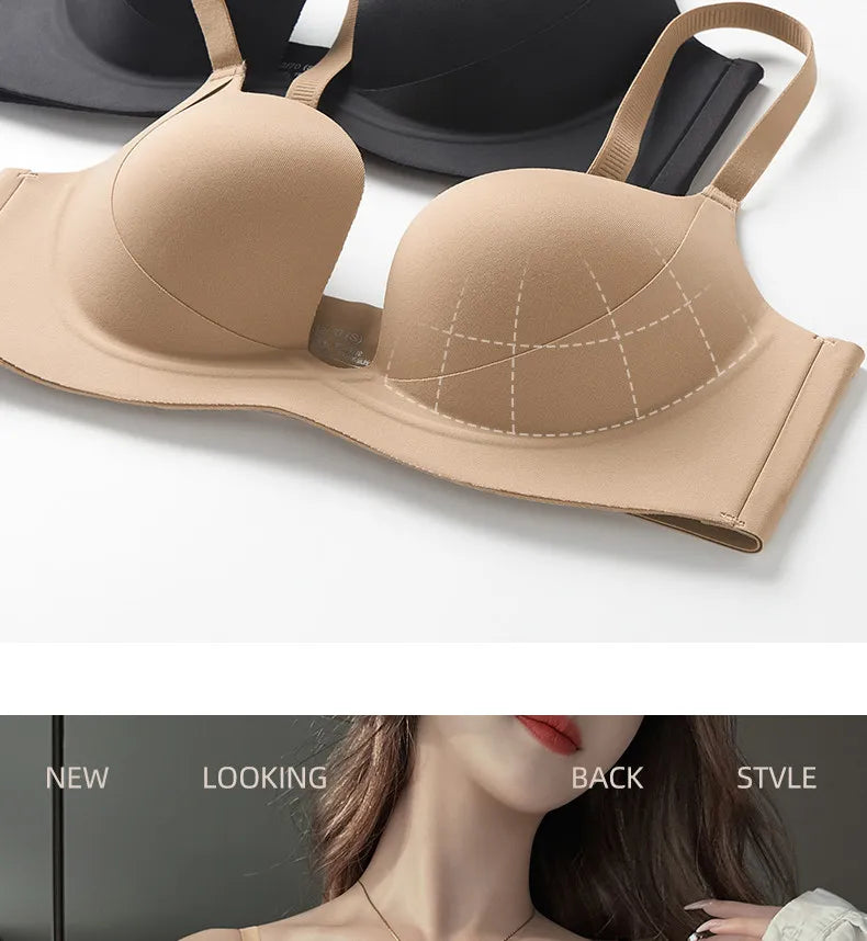 YUQI Push Up Bra Seamless Lingerie for Women Add Two Cups Half Cup Lift Sexy Lingerie Unlined Demi Bra Small Bust Support  Style