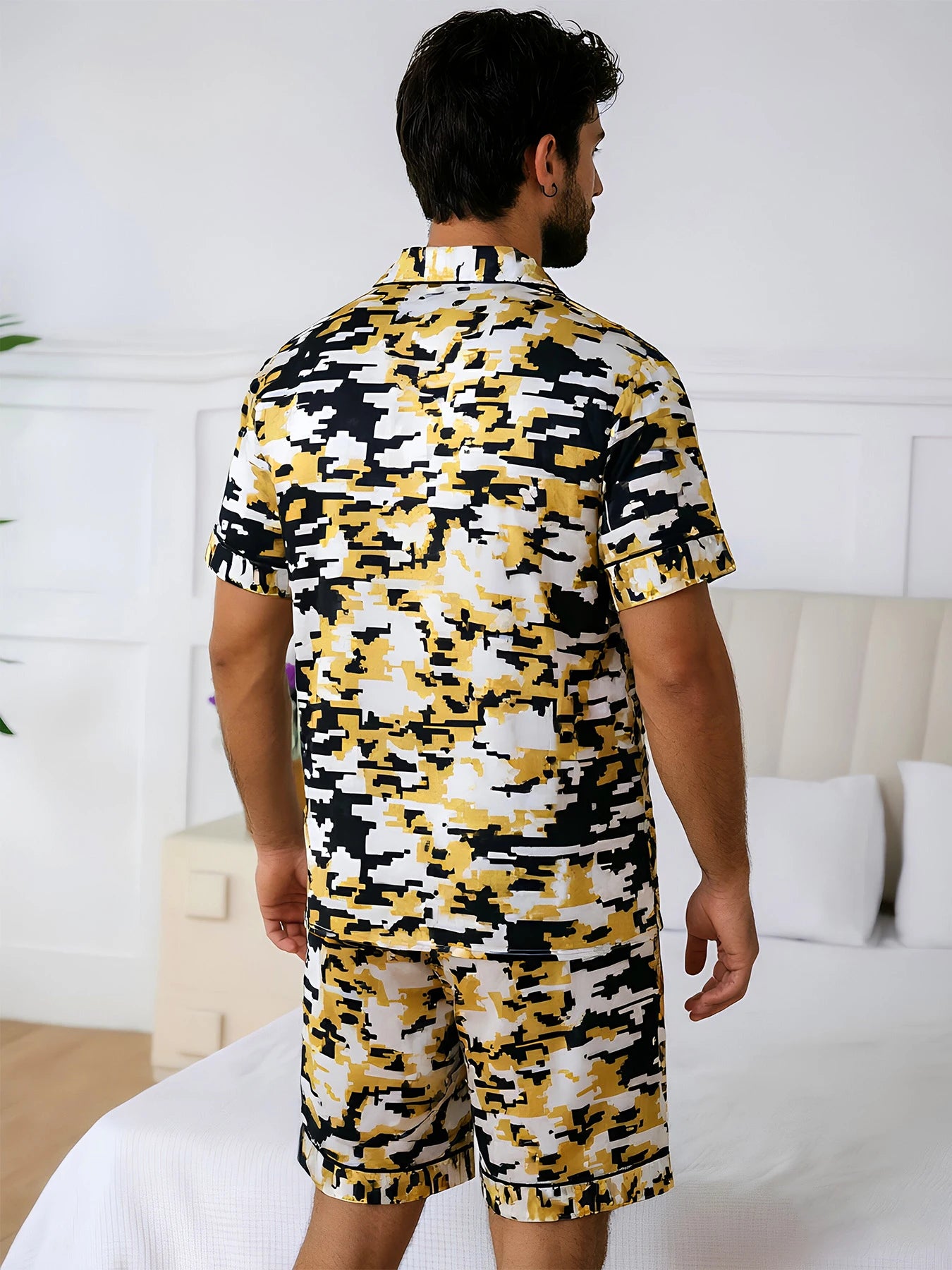 Men's Pj Sets Design Short Sleeve Pajama Set Soft Comfortable Sleepwear for Summer Lightweight Homewear Lougewear