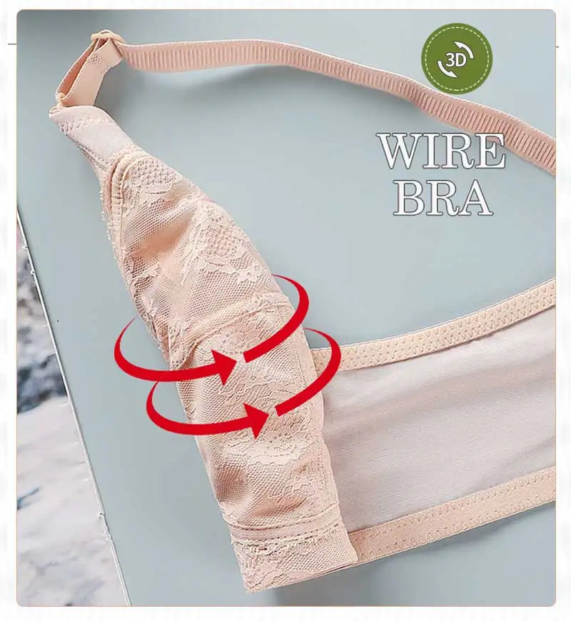 Women's Bra Lace Large Cup Ultra-thin No Sponge Transparent Push up Bras Wireless Sexy Underwear 34-46C Cup Bras