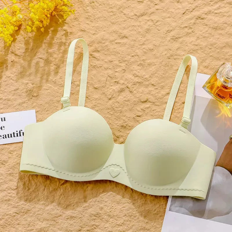 Women's Half Cup Bra Non-Slip Underwear for Small Breasts Gathered without Marks with Side Breast Adjustment