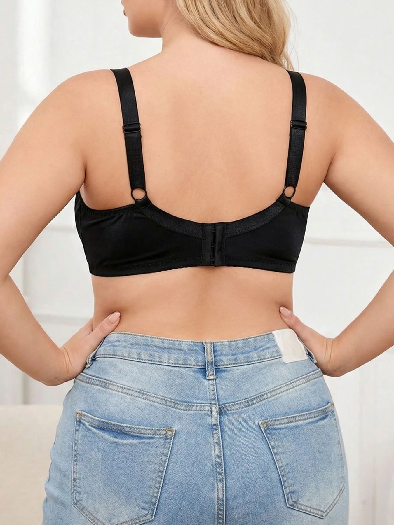 Plus Size Black Lace Underwire Push Up Bra Full Coverage Unlined Minimizer For Large Bust Daily Wear Lingerie For Women