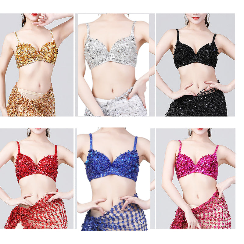 Sexy Bra Women Push Up Luxury Handmade Sequined Bra Lady Silver Punk Style Studded Sponge Bras For Show Party