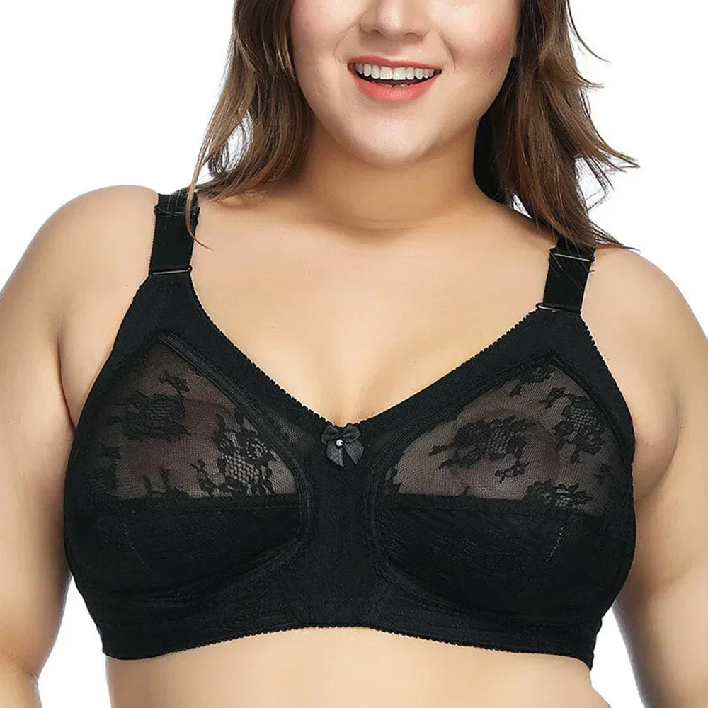 Women's Plus Size Bra Floral Lace Full Coverage Sexy No Steel Ring Bra Wrap Chest Sleeping Underwear Seamless Bras For Woman