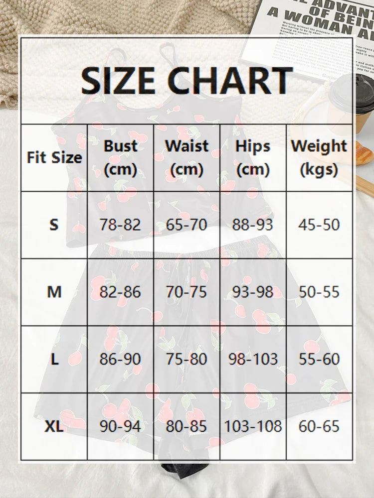 1 Sets Summer Cami Sleeveless Top and Shorts Pajama Sets Female Printed Adjustable Belt Cozy Loungewear Women Leisure Sleepwear