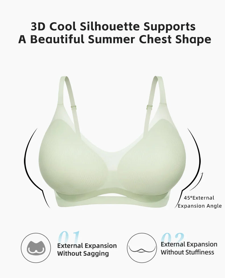 SUJIIN Push Up Bras for Women Summer Wireless Bralette Female Seamless Padded Small Chest Smoothing Mint Cooling Sexy Bra MX211