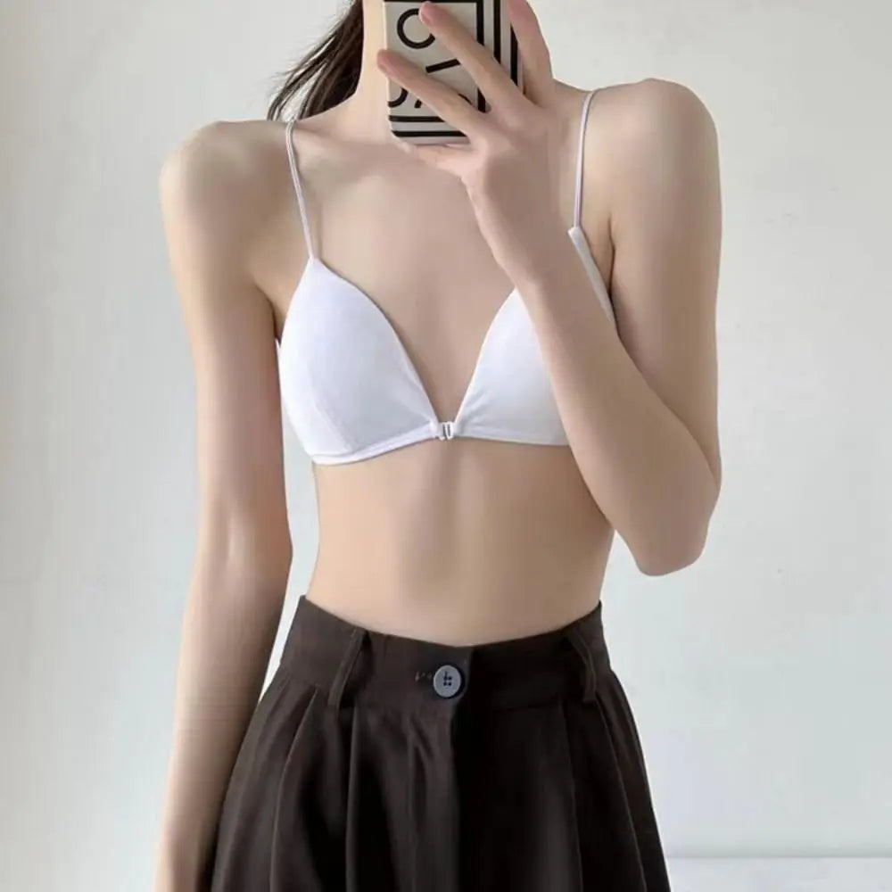 Fachion Triangle Bras for Women Beauty Back Push-up French Style Bra Thin Strape Solid Color Wireless Bra Girls