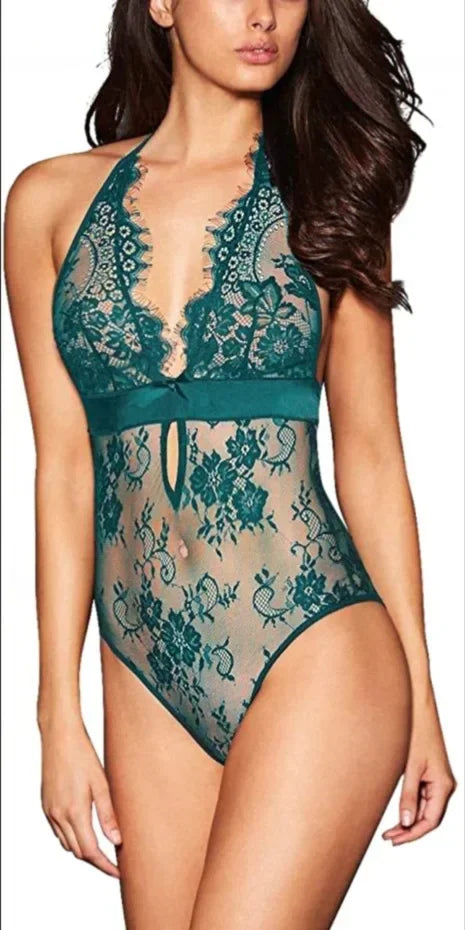 Lace Sexy Babydoll Lingerie Female Dress Backless See Through Nightdress Chemises Women Sleepwear Erotic Underwear
