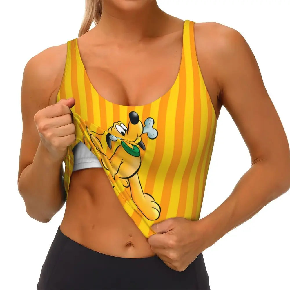 Custom Pluto Anime Manga High Impact Sports Bras for Women Classic Seamless Workout Yoga Crop Tank Tops