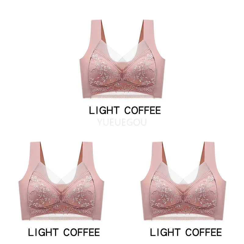 3 Pcs Women's Push Up Bralette Wireless Bras - 5cm Natural Lift, Seamless Lace Plus Size (L-6XL), No Underwire Comfort
