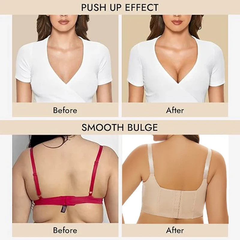 New Full Back Coverage Push Up Bras Women's Hide Back Fat Deep Cup Shapewear Fat Smoothing Uplift Underwire Bra for Big Bust