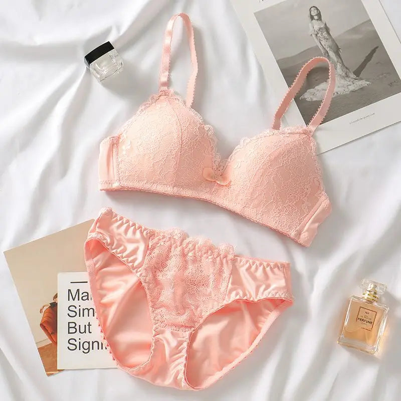 Lingerie Multi-color Lace Bra Set Women Wireless Floral 3/4 Cup Soft Bra and Panty Lingerie Set Fashion Sexy Underwear Lenceria