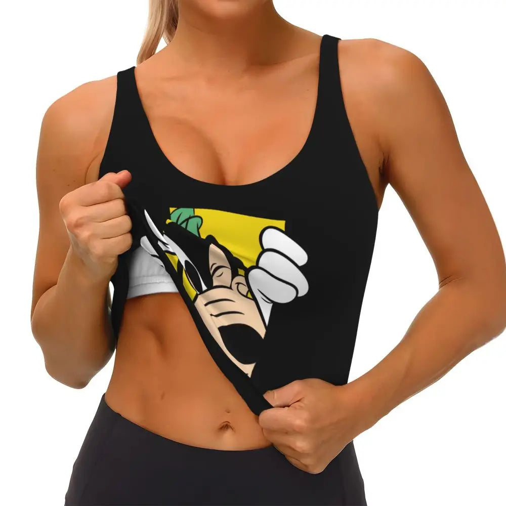 Custom Goofy Cartoons High Impact Sports Bras for Women Mangas Seamless Workout Running Crop Tank Tops