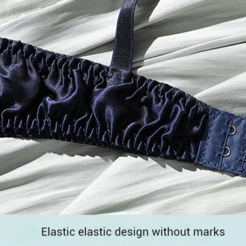 Double-layer Silk Bra Without Underwire, Big Breast, Lightweight Full Coverage Non Padded Brassiere Minimizer Underwear Women