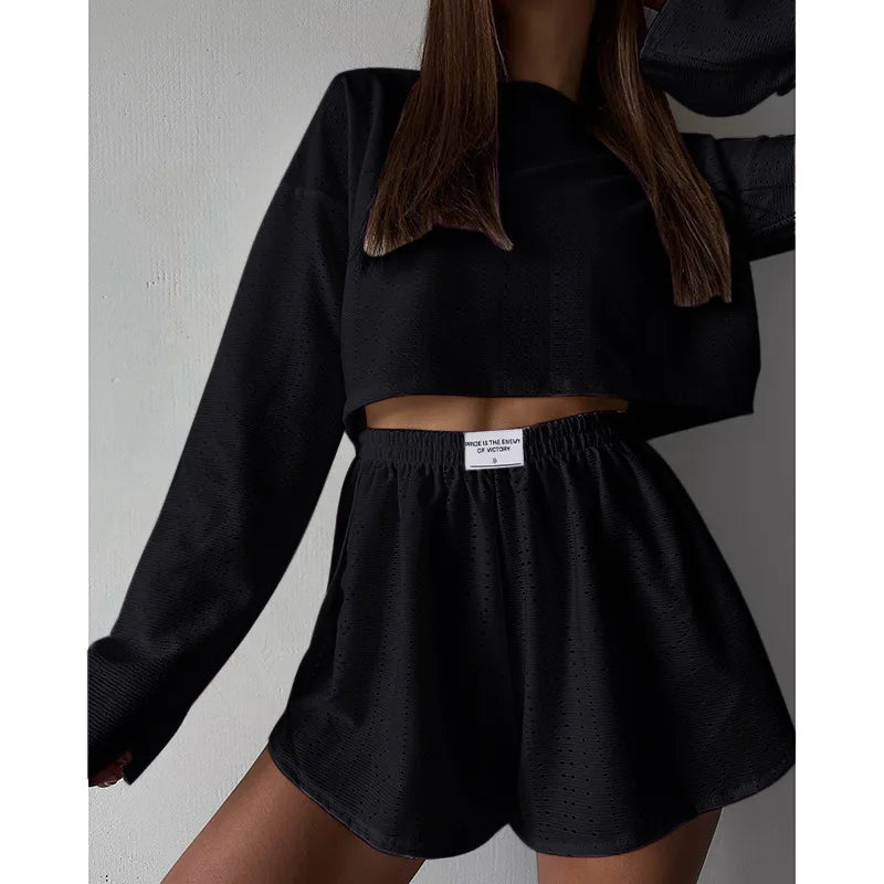 Women's Pajamas Set Sleepwear Spring Long Sleeve Tops With Shorts Home Clothes 2 Piece Sets Pyjama Femme Loungewear Pijama Mujer