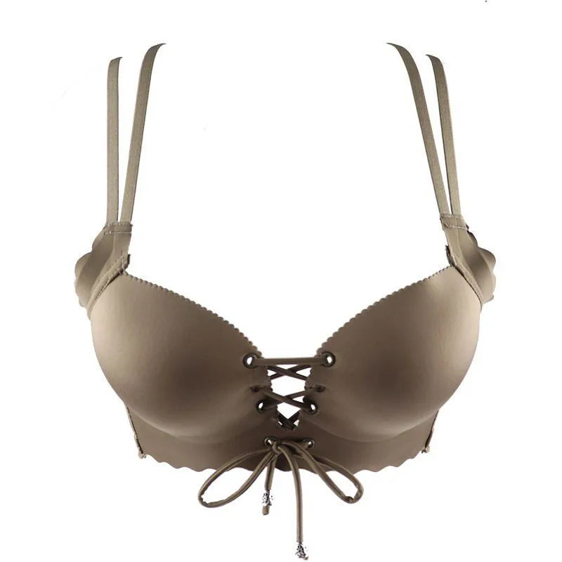 Sexy Push Up Bra Extra Padded for Women, Adjustable Drawstring for Small Bust, No Underwire Comfort Bras with Fashion Back Desig