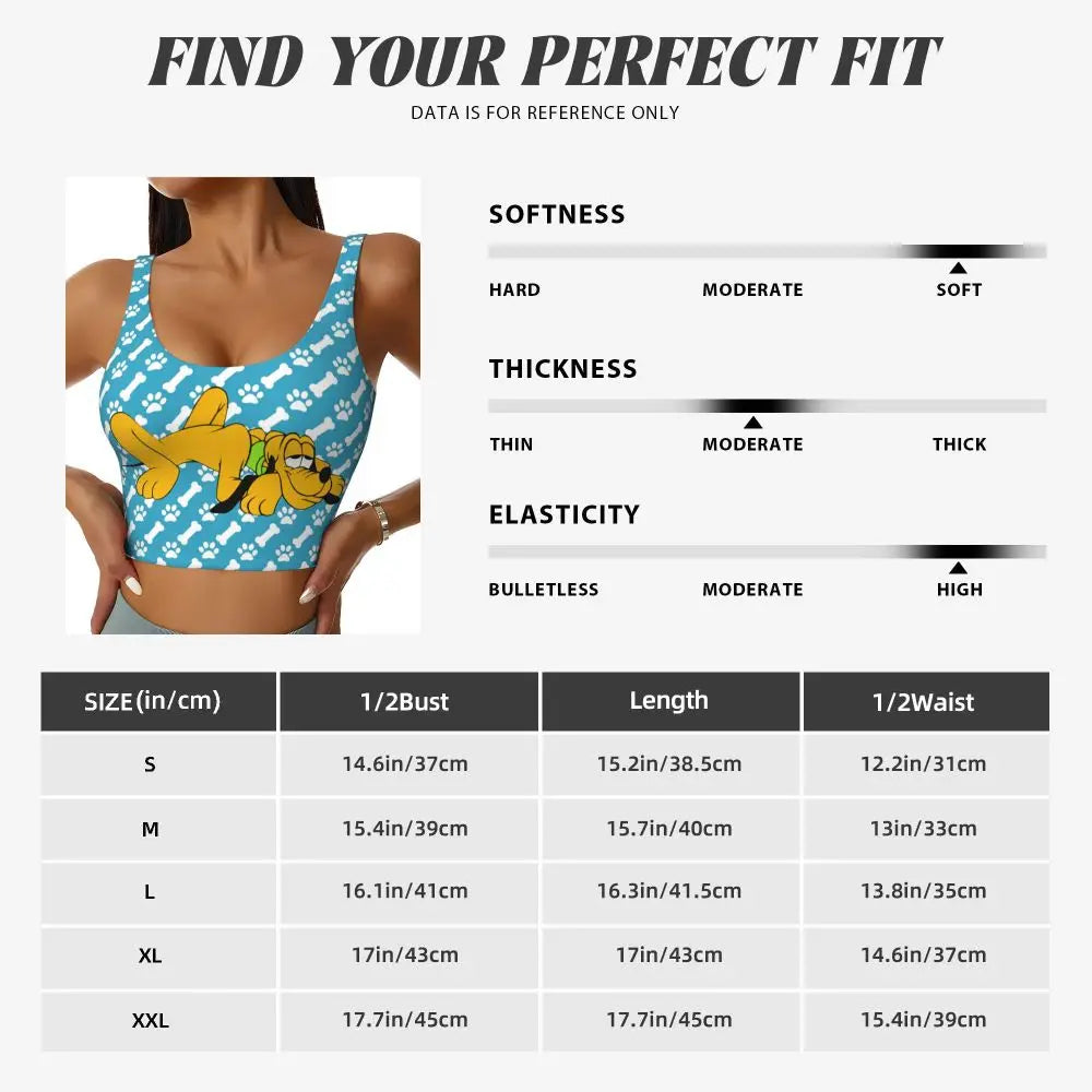Custom Pluto Anime Manga High Impact Sports Bras for Women Classic Seamless Workout Yoga Crop Tank Tops