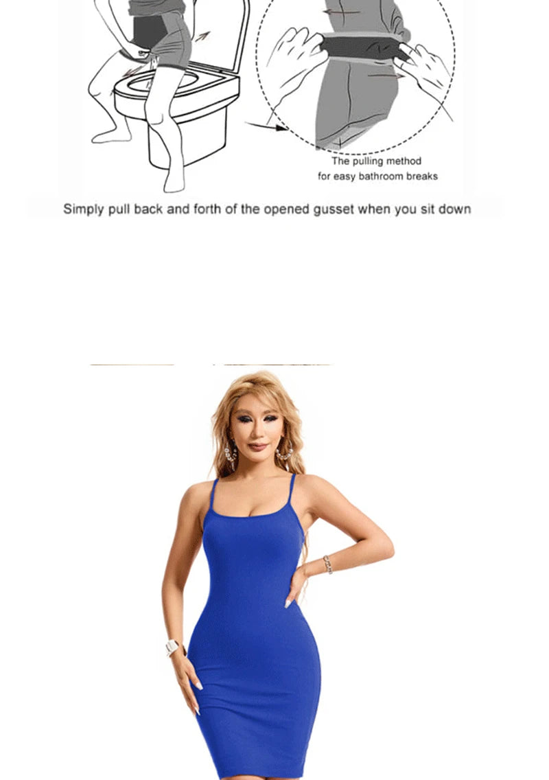 Women Shapewear Dress Control Slips Body Shaper Tight Slimming Control Panties in 1 Short Sleeves Casual Summer Dresses