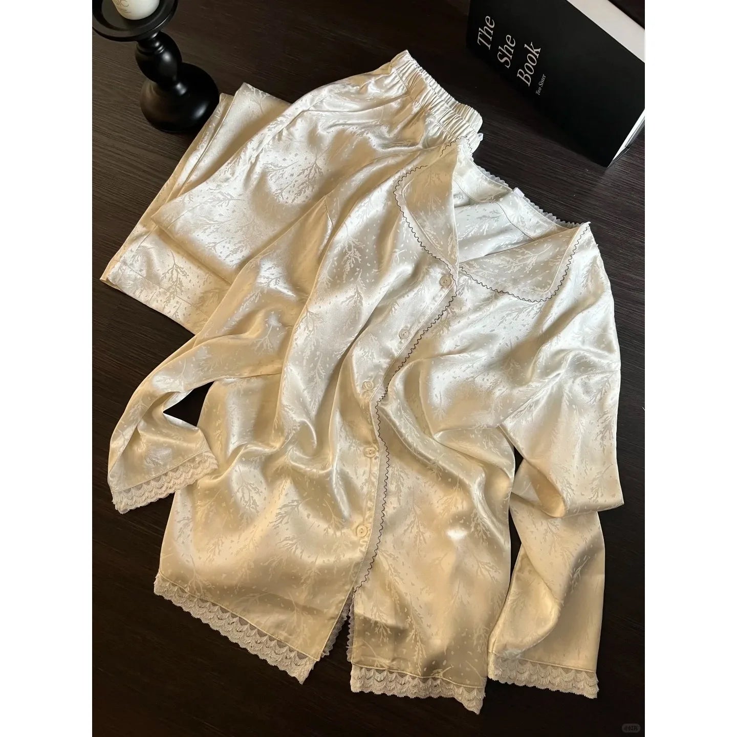 Pjs Setice Silk Pajamaswomen's Pajama Setladies' Spring/summer Pajamassummer Thin Style Cool Feelingfashionable Home Clothe