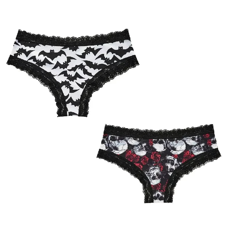 2Pc Set Lingerie Woman Sexy Underwear Lace Female Underwear Ghost Bat Butterfly Gothic Style Breathable Panties For Women