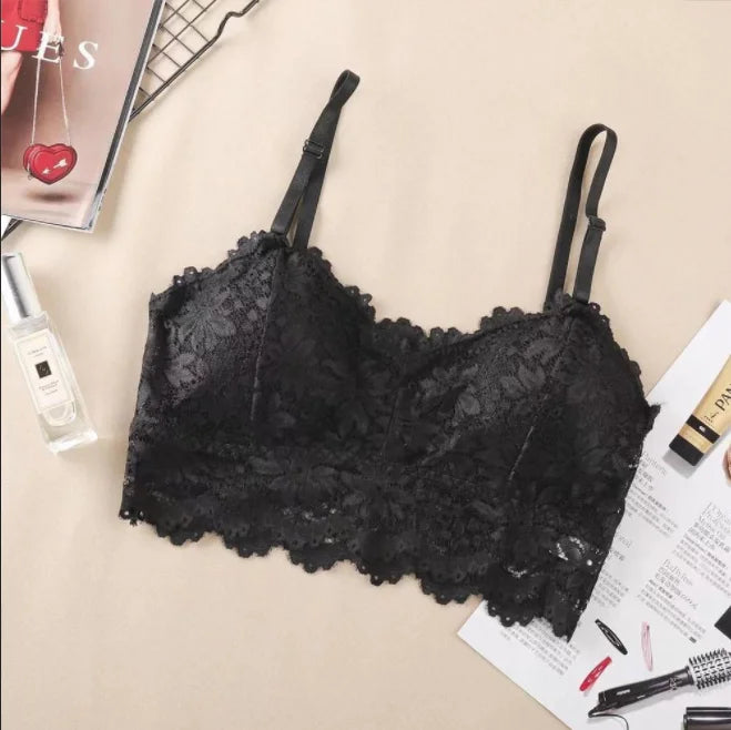 French Beautiful Back Bra Women'S Thin Lace Beautiful Back Bra No Steel Ring Sling Strap Small Chest Gather Up Support Bra