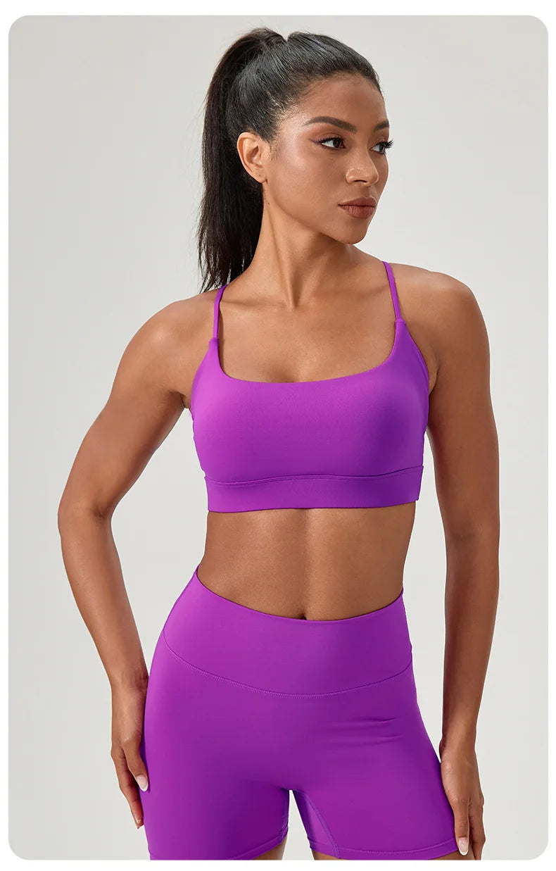 Women Beauty Back Yoga Bra Shock Absorption Sports Underwear High Elastic Fitness Running Vest Breathable Support Sports Bras