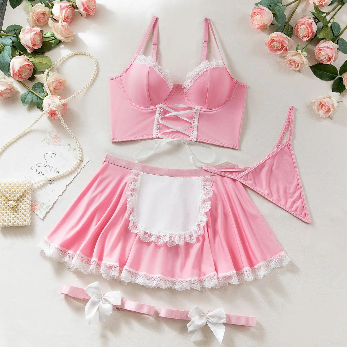 Cosplay Sexy Erotic Lingerie Women Bra And Panty Garters Maid Lingerie Sets Sexy Women's Underwear Set Female Sexy Costumes