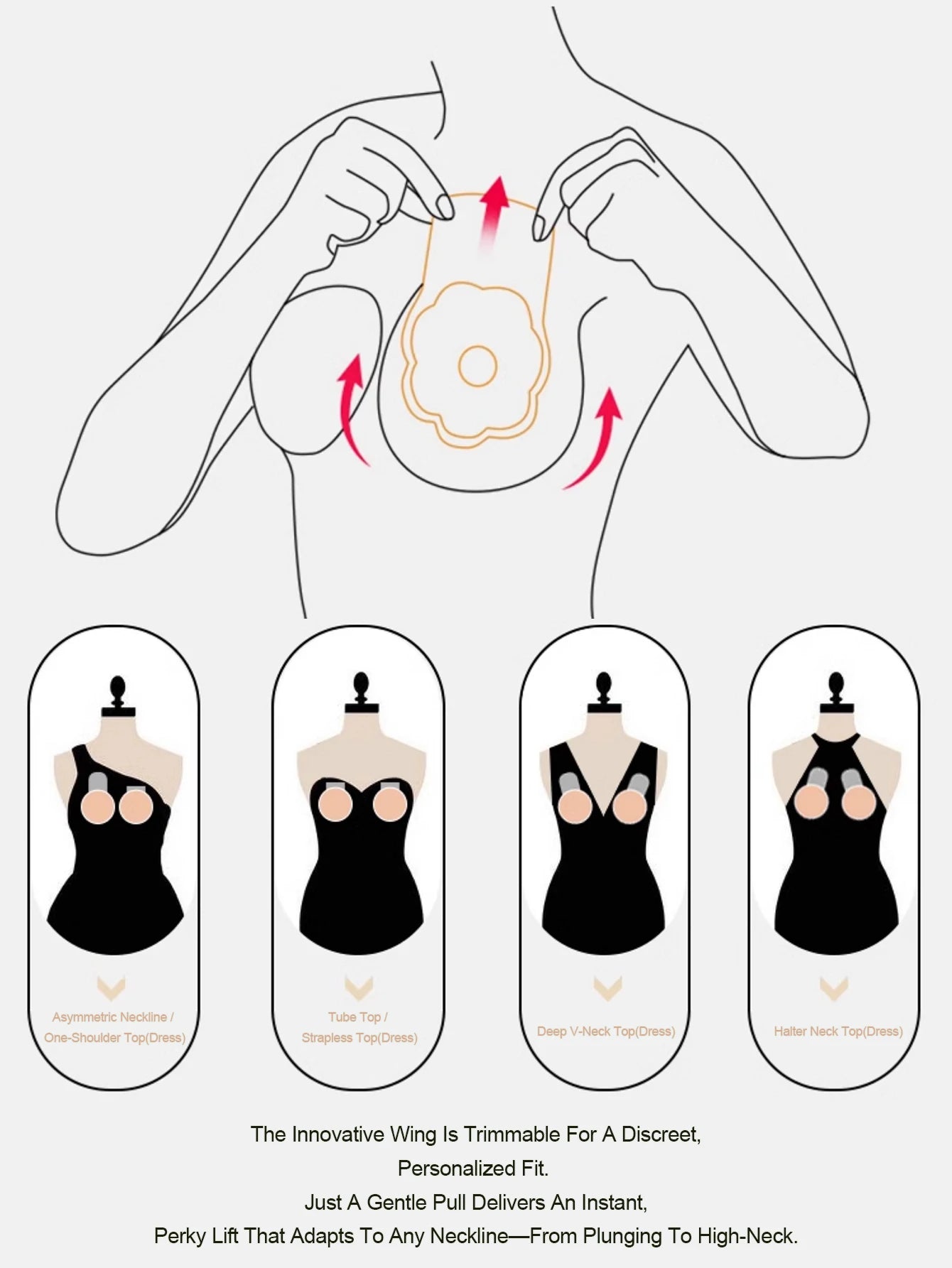 Full Coverage Push Up Bra for Large Chest Women, ABCD Cup Invisible Adhesive Silicone Sticky Bra Strapless Wedding Bra with Lift