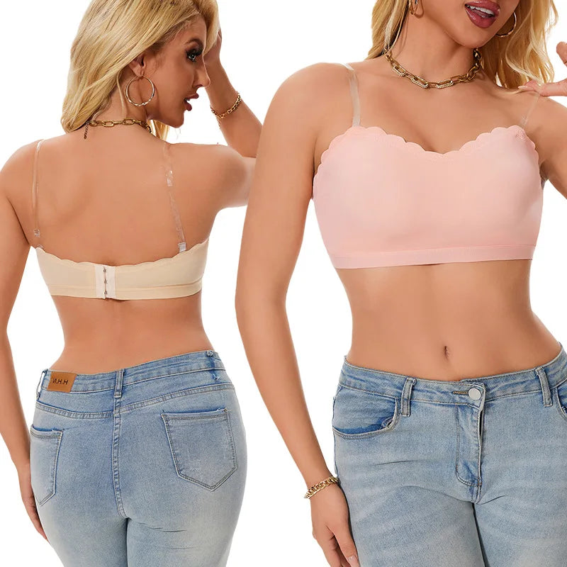 Lingerie Wireless Gather Bra Women Invisible Bra Front Buckle Push up Seamless Bra Sexy Strapless Underwear Waves Grain Bras