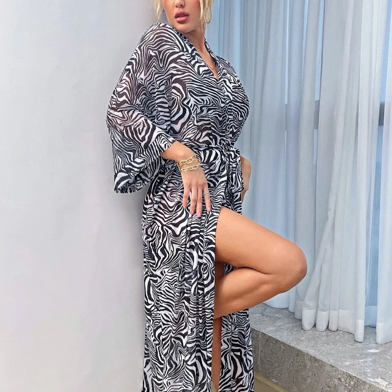 Beach Robe Cover Up Women Sun Protection Long Dress Seaside Vacation Bikini Outerwear Breathable Casual Swimsuit Cover Clothing