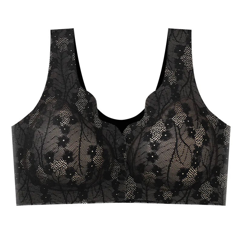 Gather Breathable Comfortable Breast-free Underwire Middle-aged Mom Bra With Large Size Front Buttons Nursing Underwear