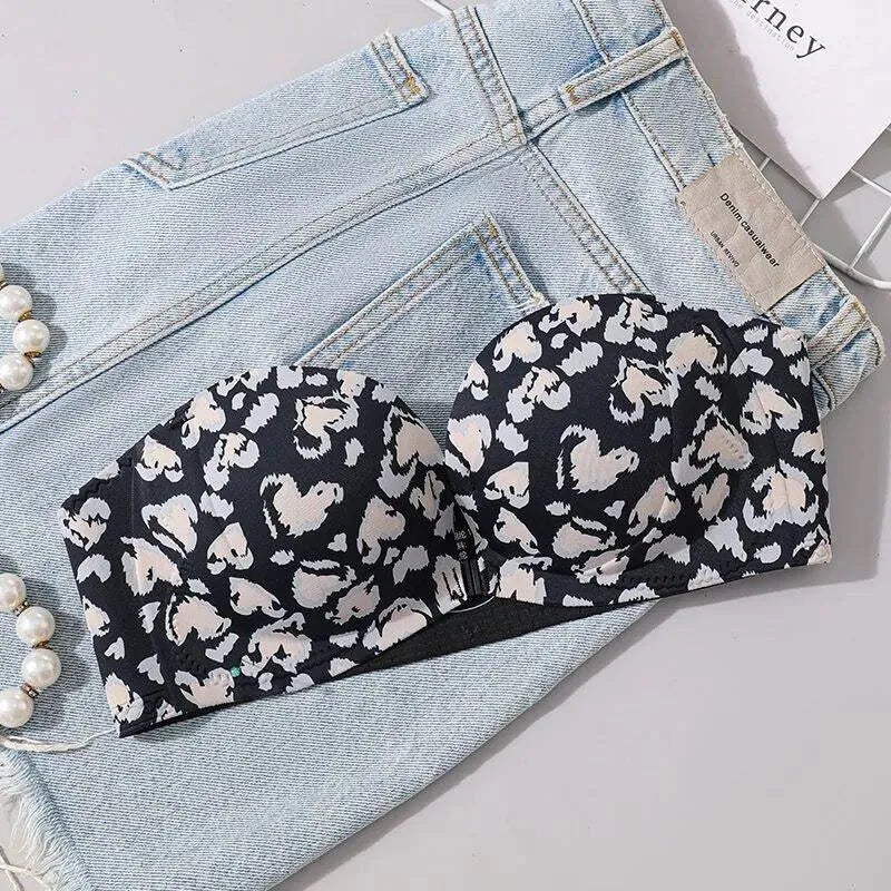 Strapless Bra  Sexy Front Fastening Non-Slip Invisible Backless Push-Up Bra Padded Add 2 Cups Lift Bralette for Wedding Party