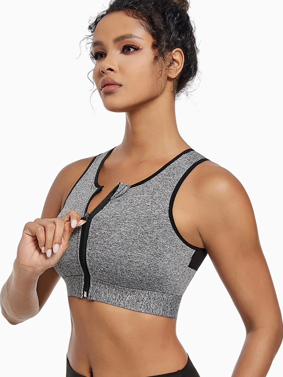 Plus Size Zip Front Closure Longline Bras Wireless Full Coverage Brassiere No Underwire Bralettes Hide Back Fat Bras