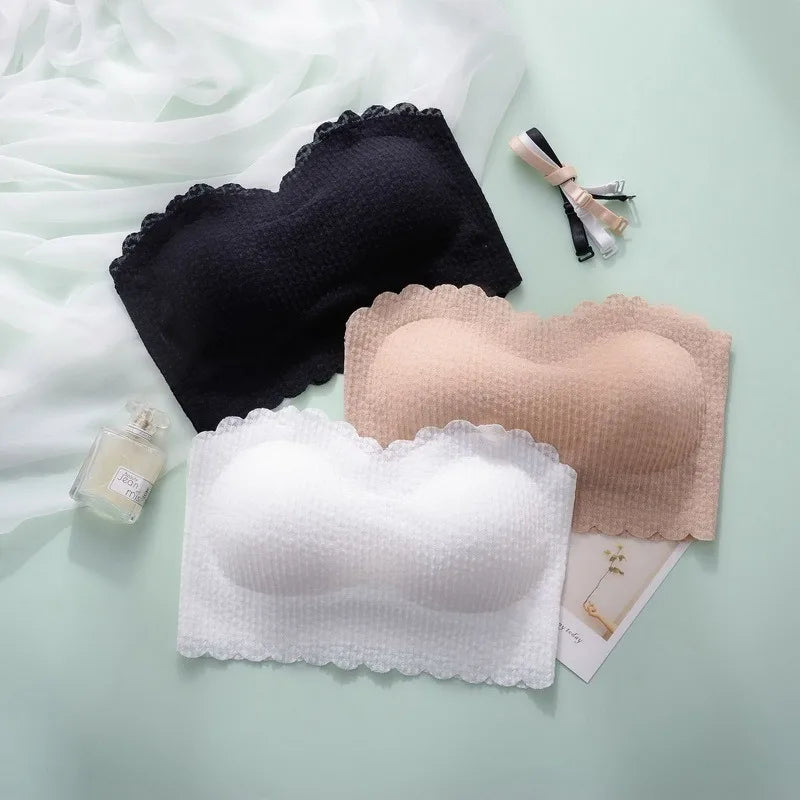 Women Seamless Bralette Sexy Invisible Bra Tube Tops Strapless Bras Lingerie Wireless Wedding Brassiere Push Up Underwear