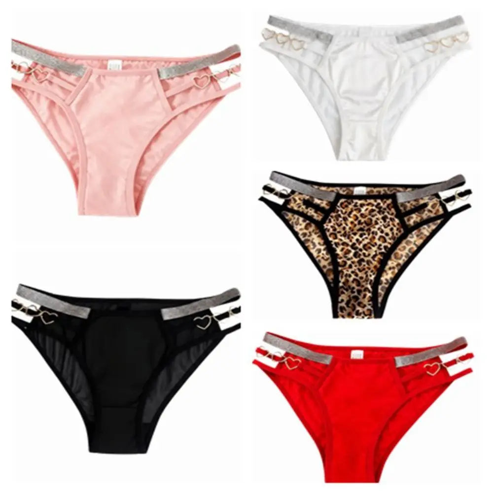 Lingerie Low-rise Women Underwear Glitter Strap Hollow Out Seamless Briefs Mesh Transparent Ladies Panties Gift
