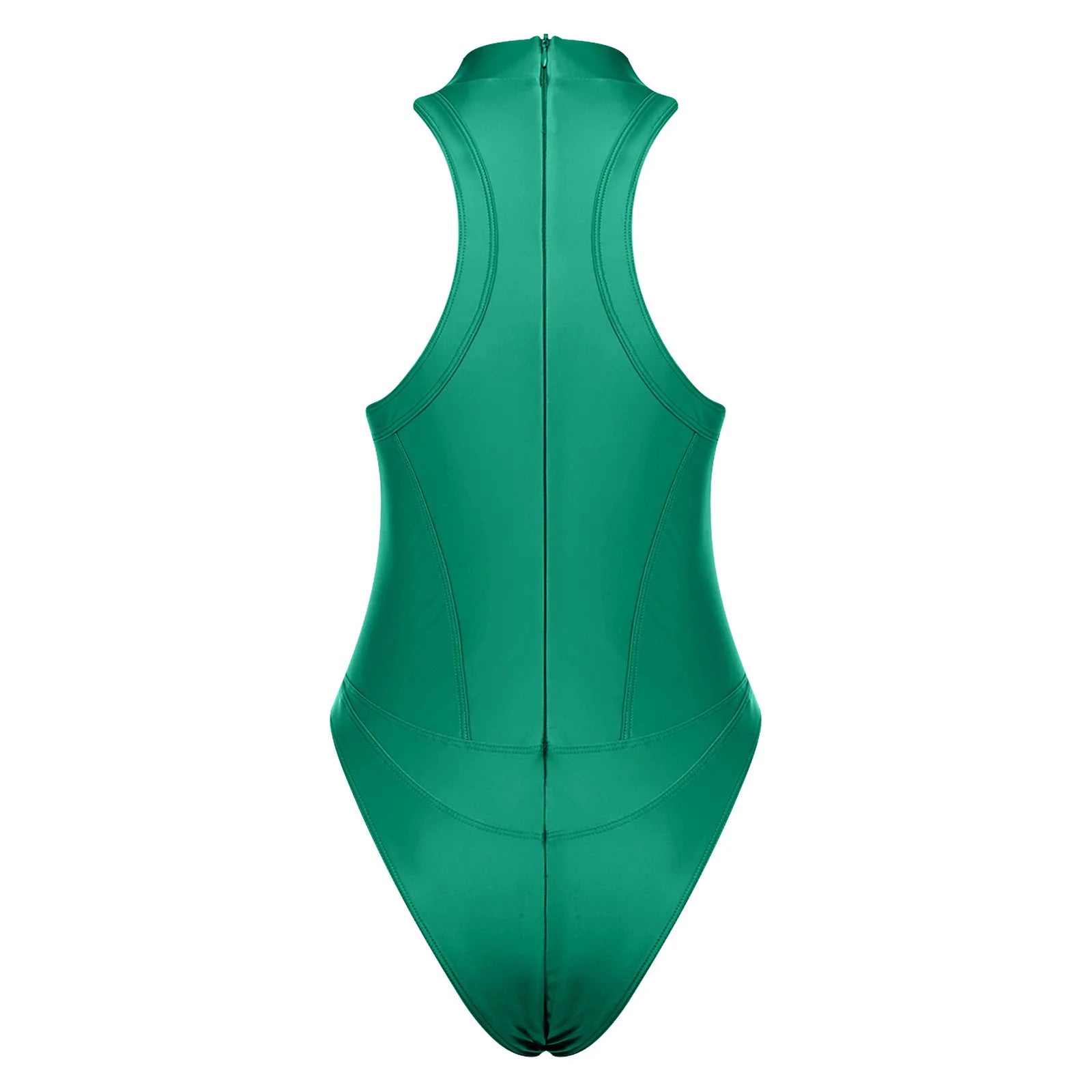 Womens Oil-shiny One-piece Bathing Suit Quick-drying Sleeveless Flat Seams High Cut Bodysuit Swimwear for Pool Beach Surfing