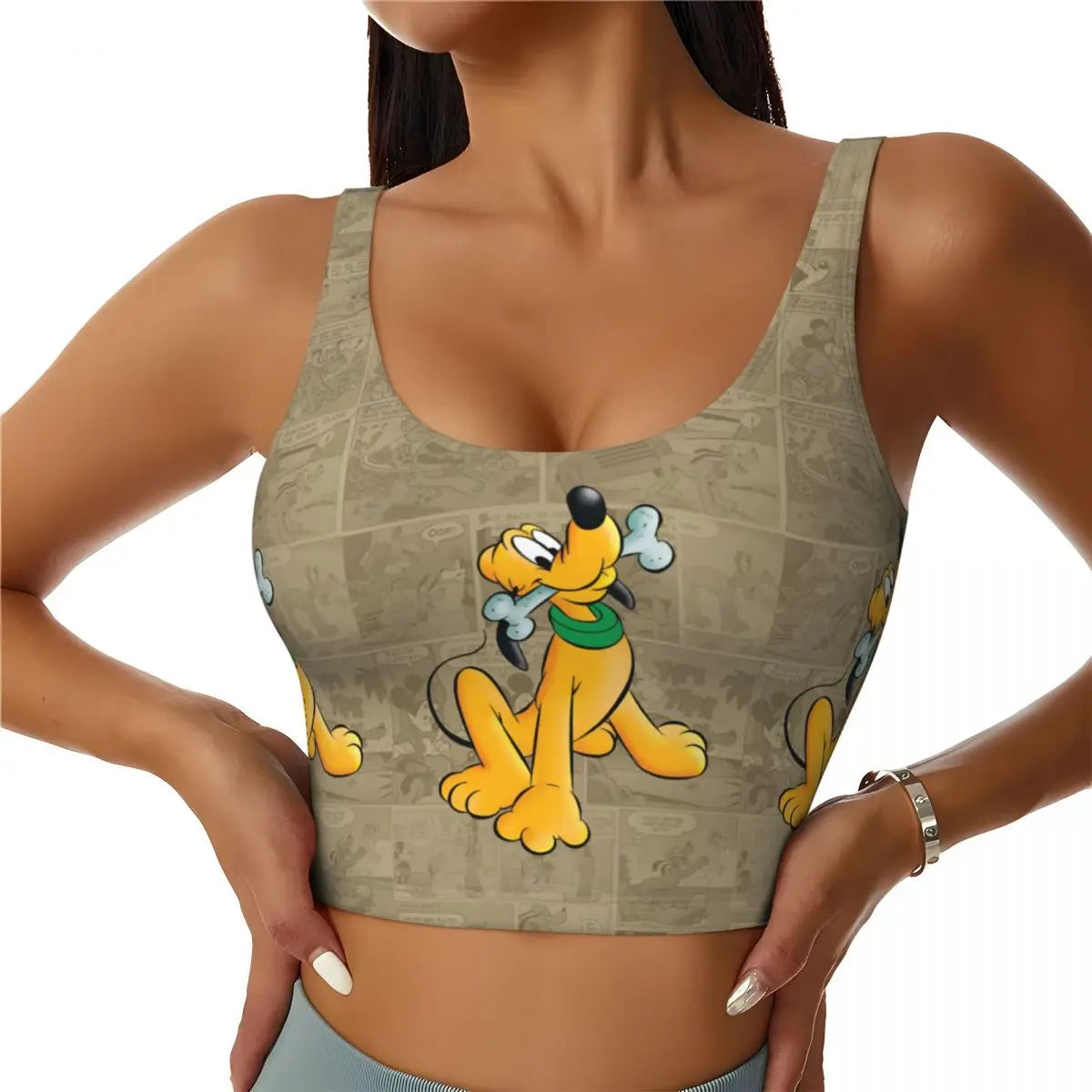 Custom Pluto Anime Manga High Impact Sports Bras for Women Classic Seamless Workout Yoga Crop Tank Tops