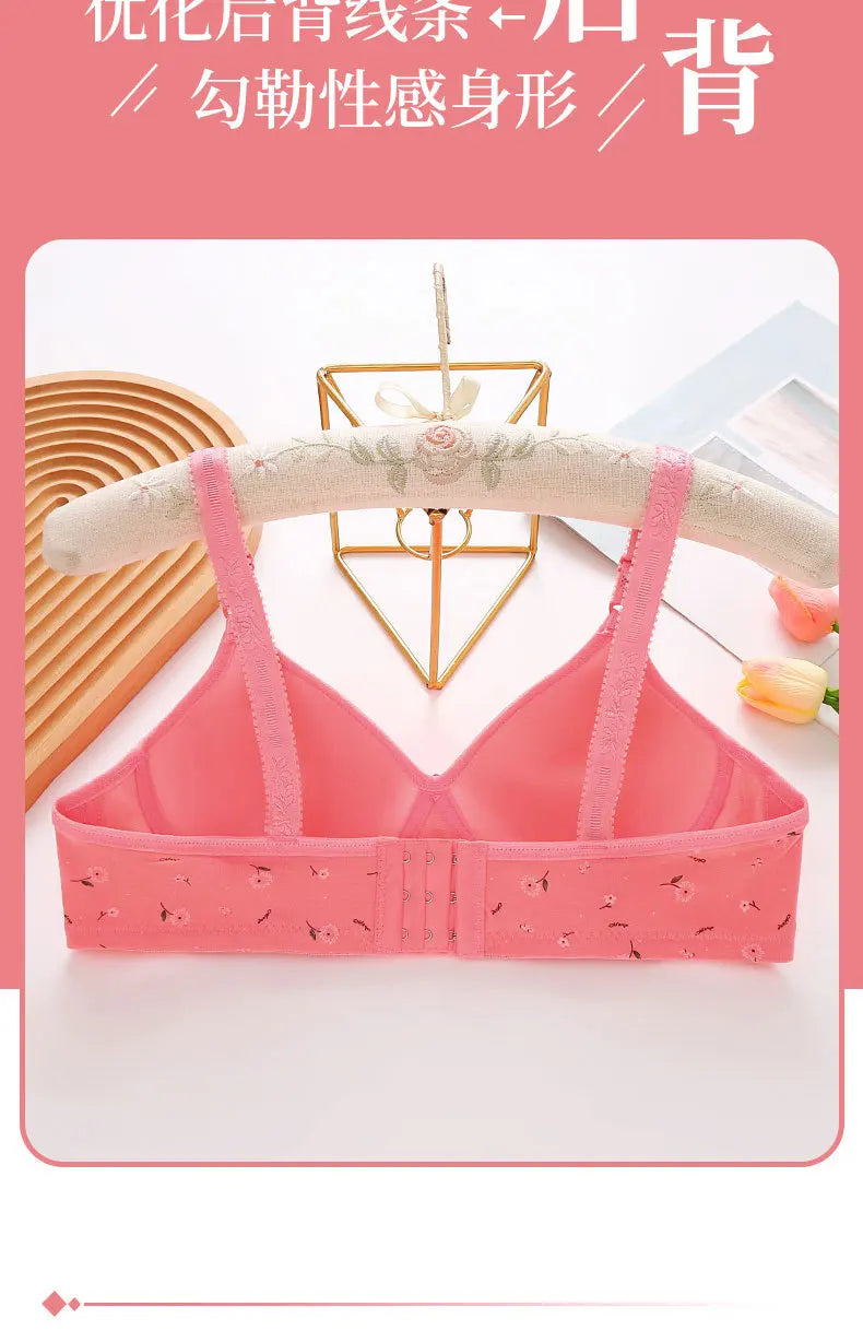 Large and Thin Underwire Bra Without Steel Ring Comfortable Gathering and Breathable Bra for Middle-aged and Elderly Mothers