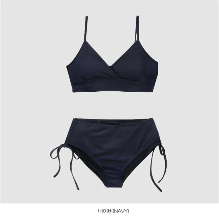 High Waist Bikini Women's Swimsuit Thermal Spring Separate Slimming Cover up Belly Fitn Swimming Wear Korean Trend